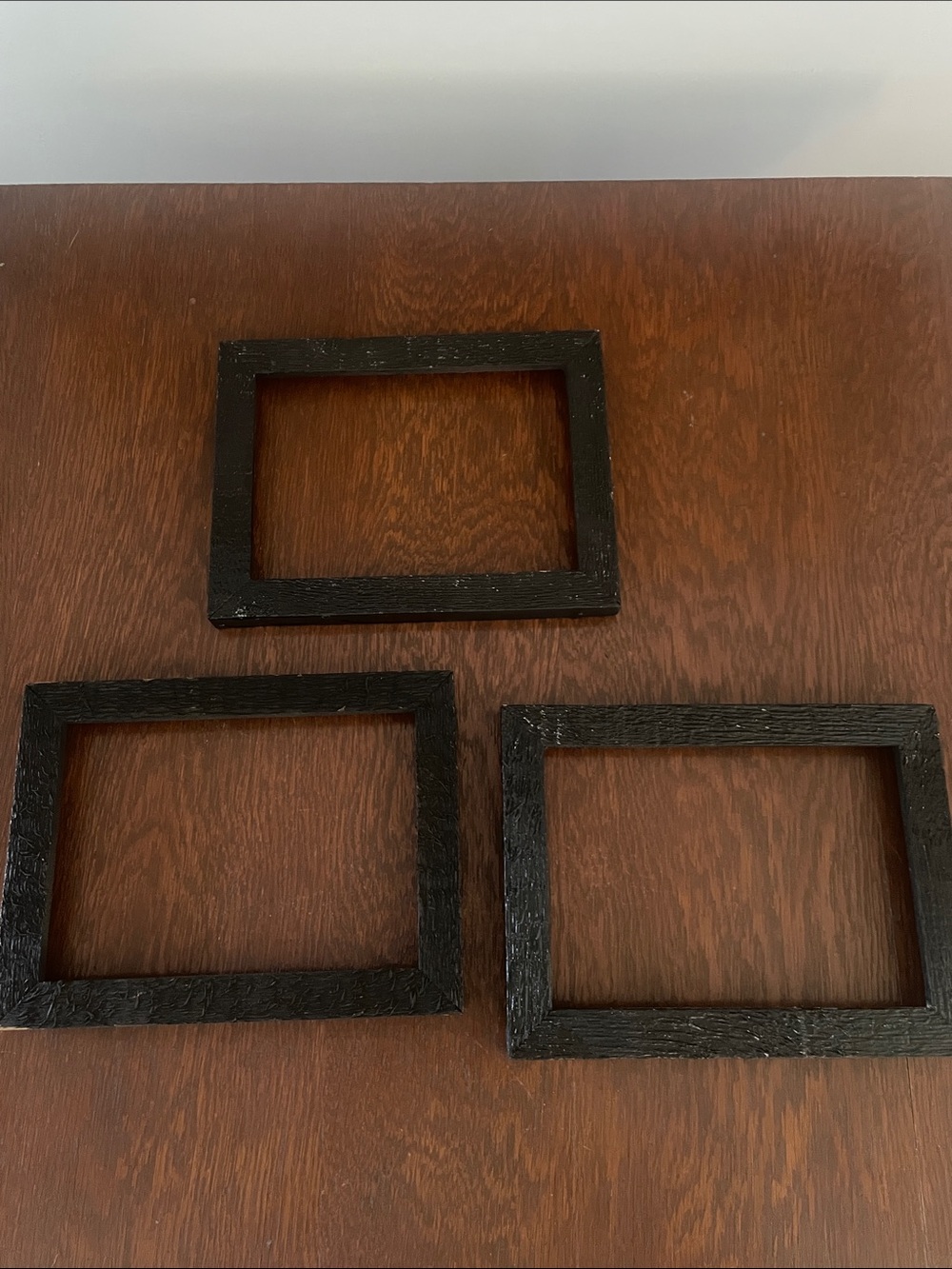 Set of 3 open black wood frames